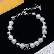 Louis Vuitton LV Pearl Bracelet In Metal with Monogram Beads Silver