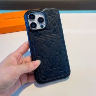 Louis Vuitton iPhone Case In Monogram Embossed Leather with Card Holder Black