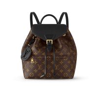 Louis Vuitton Montsouris PM Backpack In Monogram Canvas With Calfskin M45515 Brown/Black