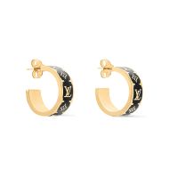 Louis Vuitton Nanogram Earrings In Metal with Enamel M01833 Gold/Black