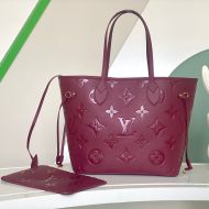 Louis Vuitton Neverfull MM Tote In Monogram Empreinte Leather M46599 Red