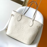 Louis Vuitton Neverfull MM Tote In Monogram Empreinte Leather M46676 White