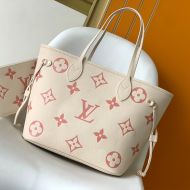 Louis Vuitton Neverfull MM Tote In Monogram Empreinte Leather M21579 Beige/Pink