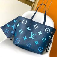 Louis Vuitton Neverfull MM Tote In Monogram Empreinte Leather M46514 Blue