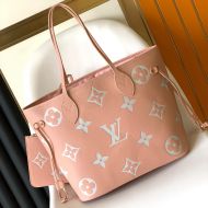 Louis Vuitton Neverfull MM Tote In Monogram Empreinte Leather M46329 Pink/White