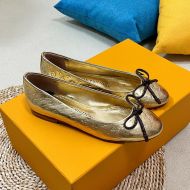 Louis Vuitton Nina Flat Ballerinas Women Monogram Embossed Calf Leather Gold