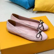 Louis Vuitton Nina Flat Ballerinas Women Monogram Embossed Patent Calf Leather Pink