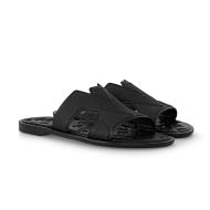 Louis Vuitton LV Oasis Slides Men Grained Calf Leather Black