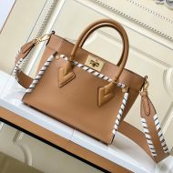 Louis Vuitton On My Side MM Tote In Whipstitch Grained Leather Apricot