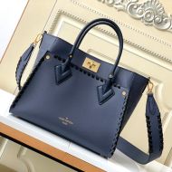 Louis Vuitton On My Side MM Tote In Whipstitch Grained Leather Blue