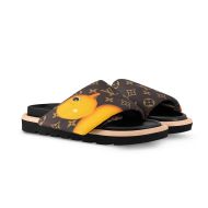 Louis Vuitton Pool Pillow Flat Comfort Slides Unisex Nylon 1AD3AQ Black/Yellow