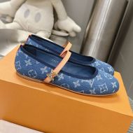 Louis Vuitton Romy Flat Ballerinas Women Monogram Denim 1ACZA1 Navy Blue