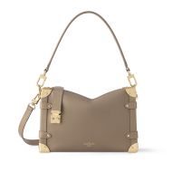 Louis Vuitton Side Trunk MM Handbag In Grained Calfskin M25072 Taupe