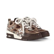 Louis Vuitton LV Skate Sneakers Unisex Python-Like Embossed Leather 1ABMG6 Brown