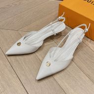 Louis Vuitton Stellar Slingback Pumps Women Glazed Calf Leather White