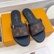 Louis Vuitton Neo Revival Flat Slides Women Monogram Leather Brown