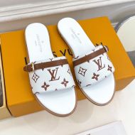 Louis Vuitton Neo Revival Flat Slides Women Monogram Leather White