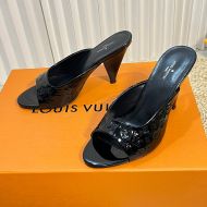 Louis Vuitton Super Slides Women Monogram Embossed Patent Leather 1ACJ6P Black