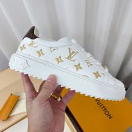 Louis Vuitton Time Out Sneakers Women Monogram Debossing Leather White/Gold