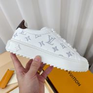 Louis Vuitton Time Out Sneakers Women Monogram Debossing Leather White/Silver