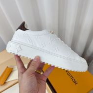 Louis Vuitton Time Out Sneakers Women Monogram Debossing Leather White