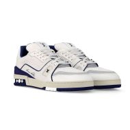 Louis Vuitton LV Trainer Sneakers Unisex Smooth And Grained Calf Leather 1ABFA8 Blue