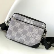 Louis Vuitton Trio Messenger In Damier Graphite Canvas M50027 Silver