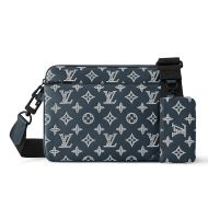 Louis Vuitton Trio Messenger In Monogram Shadow Leather M24753 Blue/White