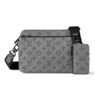 Louis Vuitton Trio Messenger In Monogram Shadow Leather M46603 Grey