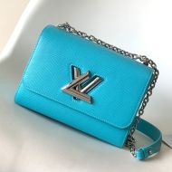 Louis Vuitton Twist MM Chain Bag In Epi Grained Leather M20627 Light Blue