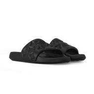 Louis Vuitton Waterfront Slides Unisex Monogram Embossed Rubber 1A9FKK Black