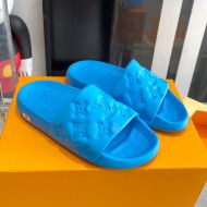 Louis Vuitton Waterfront Slides Unisex Monogram Embossed Rubber 1A9FKK Blue