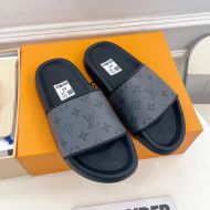 Louis Vuitton Waterfront Slides Unisex Monogram Rubber 1AANNG Grey