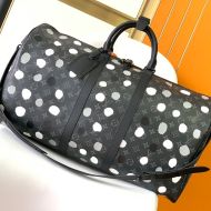 Louis Vuitton Keepall Bandouliere 45 Bag In Yayoi Kusama Polka Dots Monogram Canvas M46401 Black