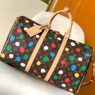 Louis Vuitton Keepall Bandouliere 45 Bag In Yayoi Kusama Polka Dots Monogram Canvas M46377 Brown