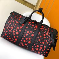 Louis Vuitton Keepall Bandouliere 50 Bag In Yayoi Kusama Polka Dots Monogram Embossed Leather M21674 Black