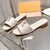 Louis Vuitton LV Capri Flat Slides Women Calf Leather Beige