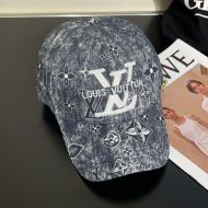 Louis Vuitton LV Signature Baseball Cap In Distressed Monogram Cotton Blue