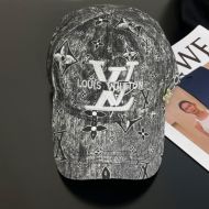 Louis Vuitton LV Signature Baseball Cap In Distressed Monogram Cotton Grey