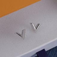 Louis Vuitton Essential V Stud Earrings In Metal Silver