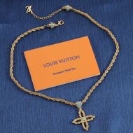 Louis Vuitton LV Flower Necklace In Rope Metal M02062 Gold