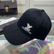 Louis Vuitton Glitter LV Logo Baseball Cap In Cotton Black