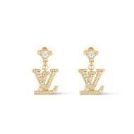 Louis Vuitton Lady LV Earrings In Metal with Crystals M01844 Gold