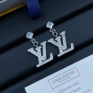 Louis Vuitton Lady LV Earrings In Metal with Crystals M01844 Silver