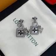 Louis Vuitton Lock Shape Earrings In Metal with Crystals Silver