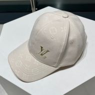 Louis Vuitton Hollow LV Iconic Baseball Cap In Monogram Embroidery Cotton Beige