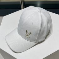 Louis Vuitton Hollow LV Iconic Baseball Cap In Monogram Embroidery Cotton White