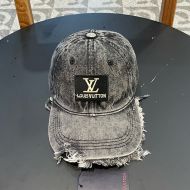 Louis Vuitton LV Logo Patch Baseball Cap In Denim Black