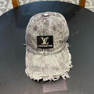 Louis Vuitton LV Logo Patch Baseball Cap In Denim Grey