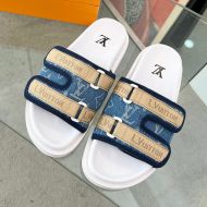 Louis Vuitton Miami Mules Unisex Monogram Denim Blue